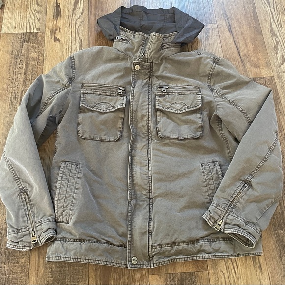 Levi’s military green warm lined jacket with hidden hood M - Picture 1 of 13